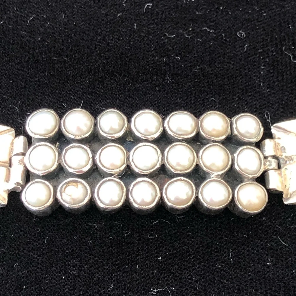 Vintage Pearl & 925 Silver Bracelet